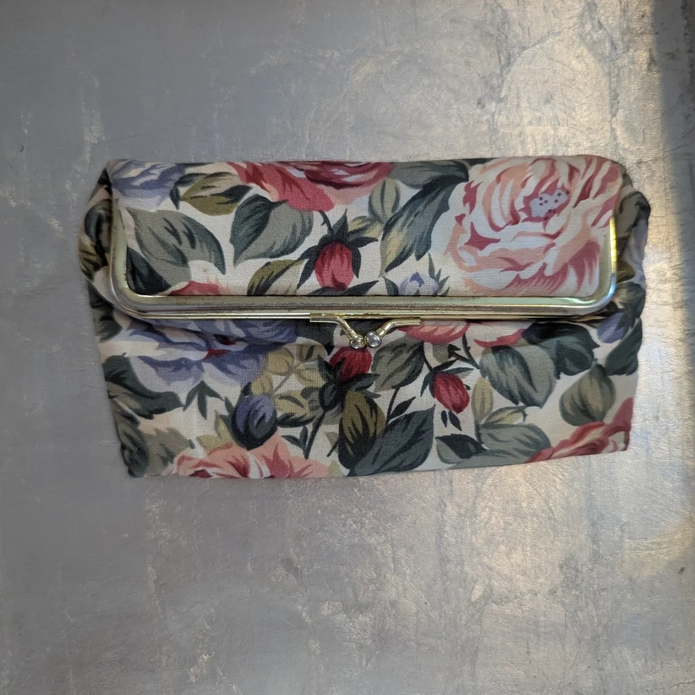 Vintage 3 Cases Cosmetic Purse Floral Pearl Clutch Bags 1940